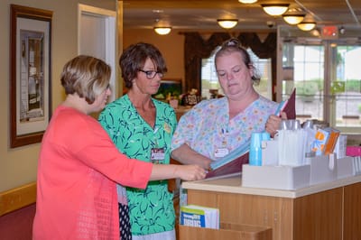 Staff interacting with each other in a facility