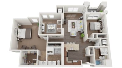 Architectural floor plan of a spacious apartment