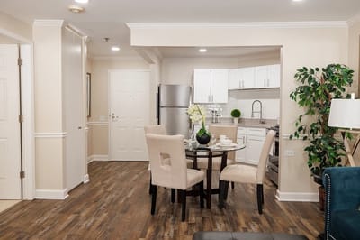 Cozy dining area in a resident room