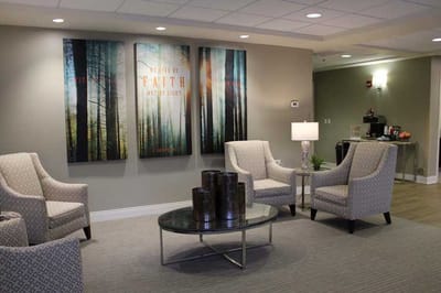 Comfortable seating in a serene common area