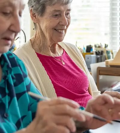Residents engaged in an arts and crafts activity