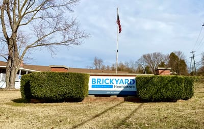Sign at the entrance of Brickyard Healthcare facility