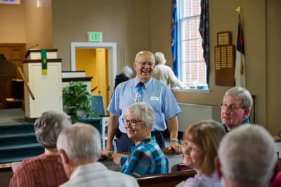 Staff interacting with residents in a common area