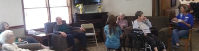 Residents participating in an activity in the common area
