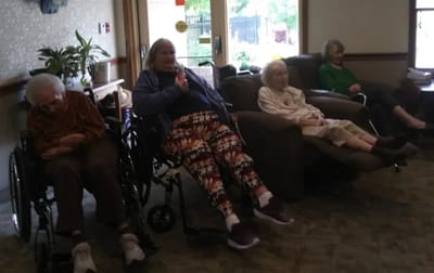 Residents relaxing in a common area