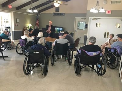 Residents participating in an activity in a common area
