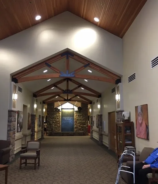 Interior hallway of a senior living facility