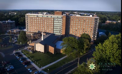 Aerial view of a senior living facility exterior