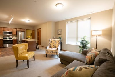 Cozy common area in a senior living facility