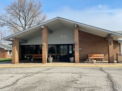 Front entrance of a senior living facility