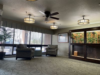 Cozy common area with comfortable seating and natural light