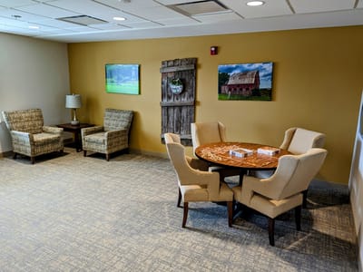 Cozy common area with seating and decor