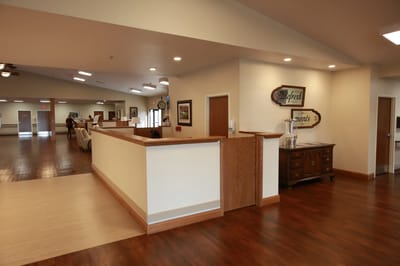 Indoor common area with seating and decor