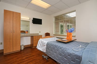 Interior view of a resident room with furnishings