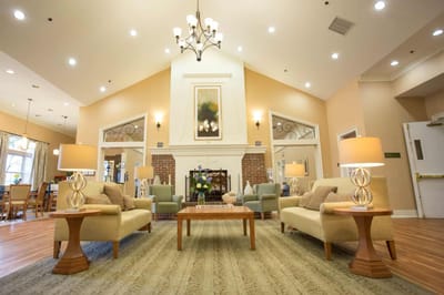 Bright and welcoming common area with seating