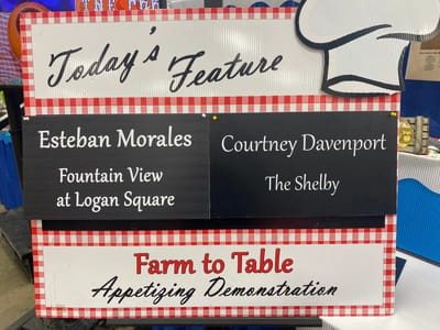 Sign for a farm-to-table demonstration event