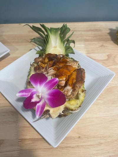 Close-up of gourmet food arrangement on a plate