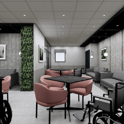 Interior lounge area with modern furnishings