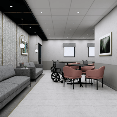Bright common area with modern furnishings