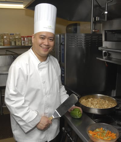 Chef preparing food in a kitchen
