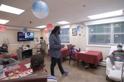 Residents engaging in an activity in a common area