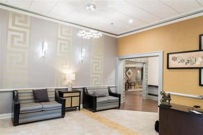 Comfortable seating area in a modern lobby