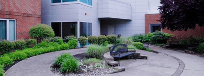 Beautifully landscaped outdoor seating area
