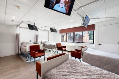 Modern shared bedroom in a senior living facility