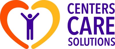 Logo featuring a heart and figure representing care