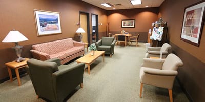 Cozy common area with seating and tables
