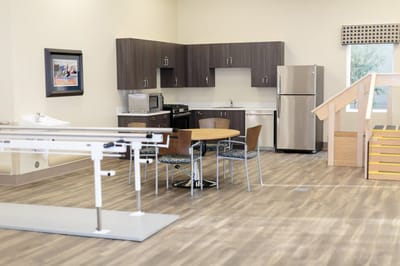 Bright interior of a kitchen and dining area