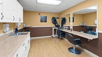 Interior view of a beauty salon area in the facility