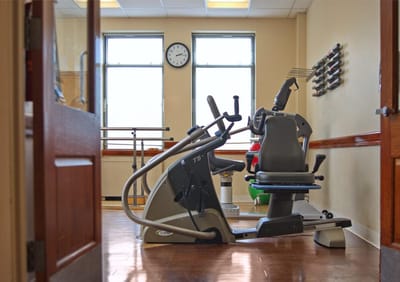Therapy equipment in a bright rehabilitation room