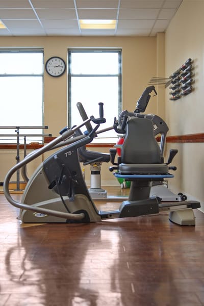 Exercise equipment in a therapy room