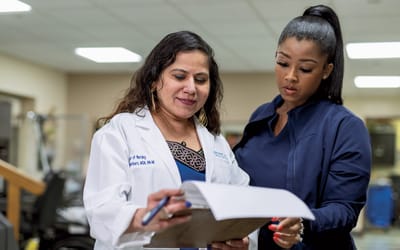 Healthcare professionals discussing patient care