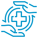 Capstone Center for Rehabilitation and Nursing, Nursing Home in Amsterdam, NY — Healthcare symbol depicting hands around a medical cross