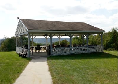 Outdoor pavilion with seating area