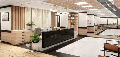 Modern reception area in a senior living facility