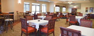 Interior dining room with tables and chairs
