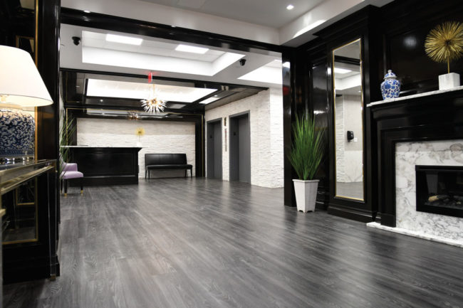 Modern interior lobby with stylish furnishings