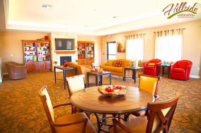 Bright common area with seating and decor
