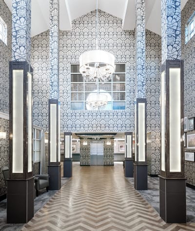 Bright and elegant lobby area with modern decor
