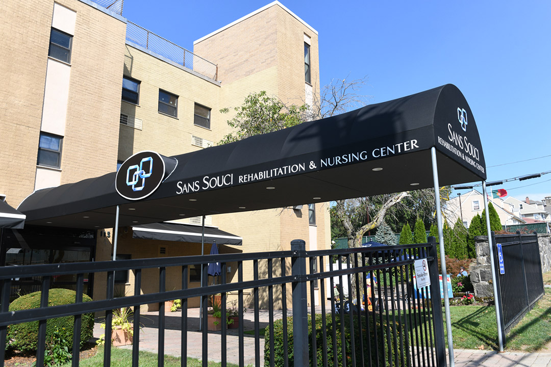 Exterior view of the Sans Souci nursing center entrance