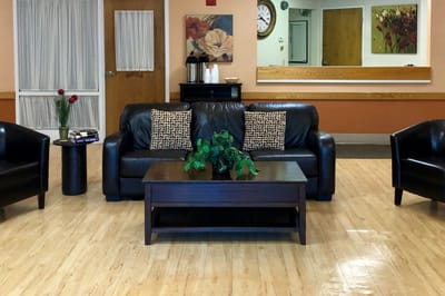 Cozy common area with seating and decor