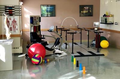 Interior view of a therapy room with equipment