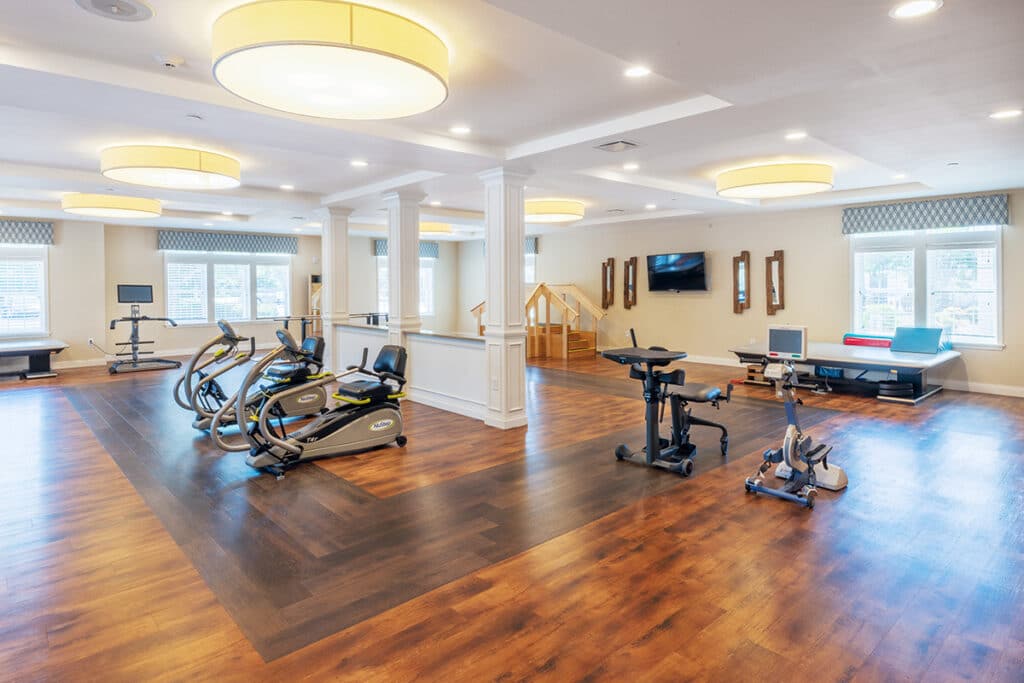 Interior view of a fitness area with exercise equipment