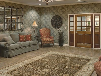 Cozy lounge area with a sofa and charming decor
