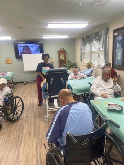 Residents engaged in an activity in a common area