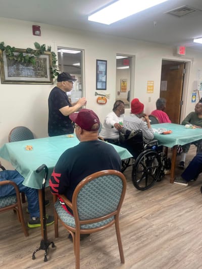 Residents engaging in an activity in a common area