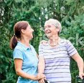 American Lutheran Home-Mondovi, Nursing Home in Mondovi, WI — Two women enjoying conversation in a garden setting